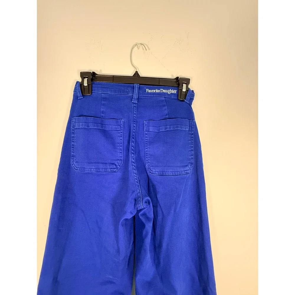 Favorite Daughter The Mischa Wide Leg Jeans Electric Blue Raw Hem 24